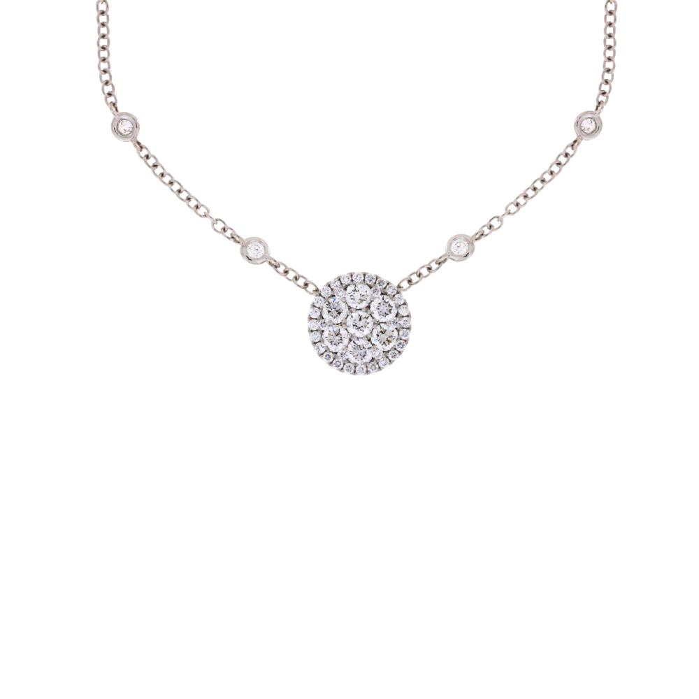 Damaso 18kt White Gold Diamond Necklace with Cable Chain .95 cttw