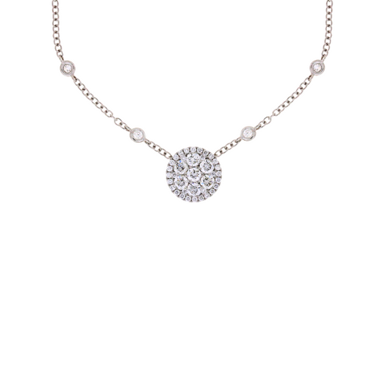 Damaso 18kt White Gold Diamond Necklace with Cable Chain .95 cttw