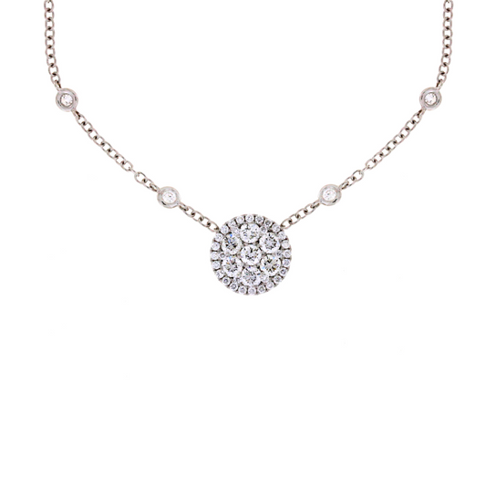 Damaso 18kt White Gold Cluster Diamond Necklace 1.51 cttw