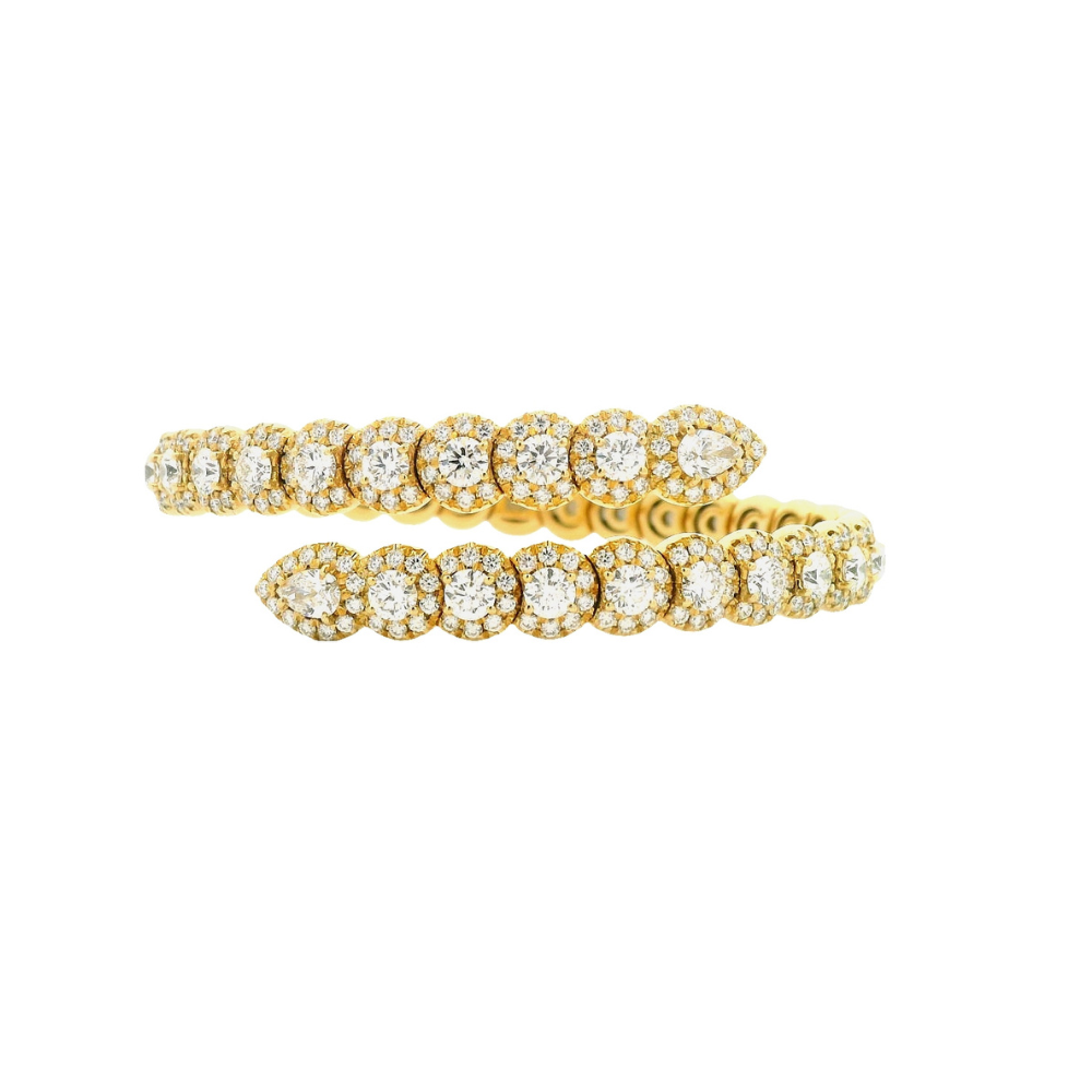 Damaso 18kt Yellow Gold Bypass Flex Cuff Bangle