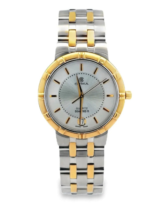 Cyma 14kt Two Tone Steel Quartz Watch, 35mm