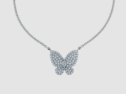 Damaso 18kt WG Butterfly Necklace 0.61 cttw