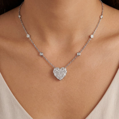 18kt White Gold Diamond Cable Heart 1.04 cttw