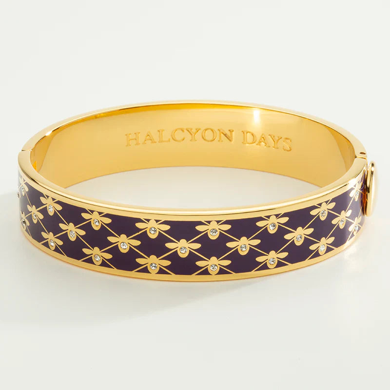 Halcyon Days Bee Sparkle Trellis Amethyst & Gold Bangle