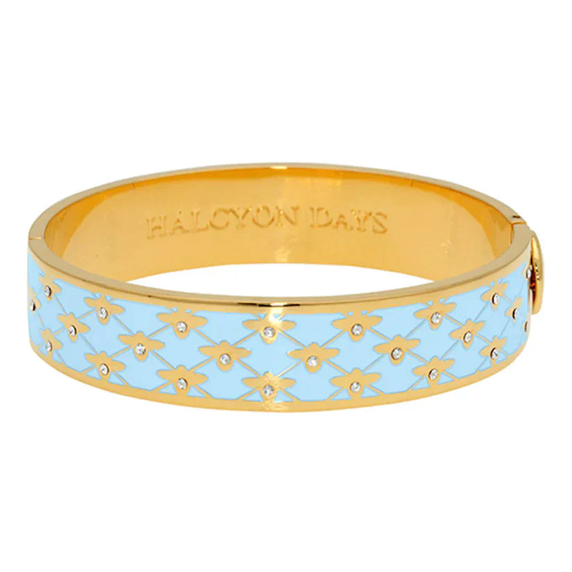 Halcyon Days Bee Sparkle Trellis Forget-Me-Not & Gold Bangle