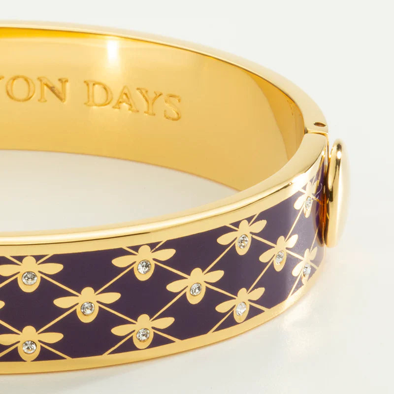 Halcyon Days Bee Sparkle Trellis Amethyst & Gold Bangle