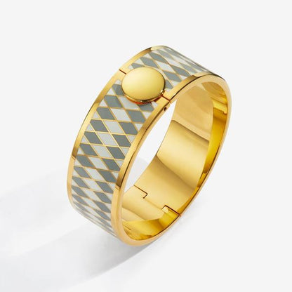 Halcyon Days Parterre Gray Cream & Gold Bangle