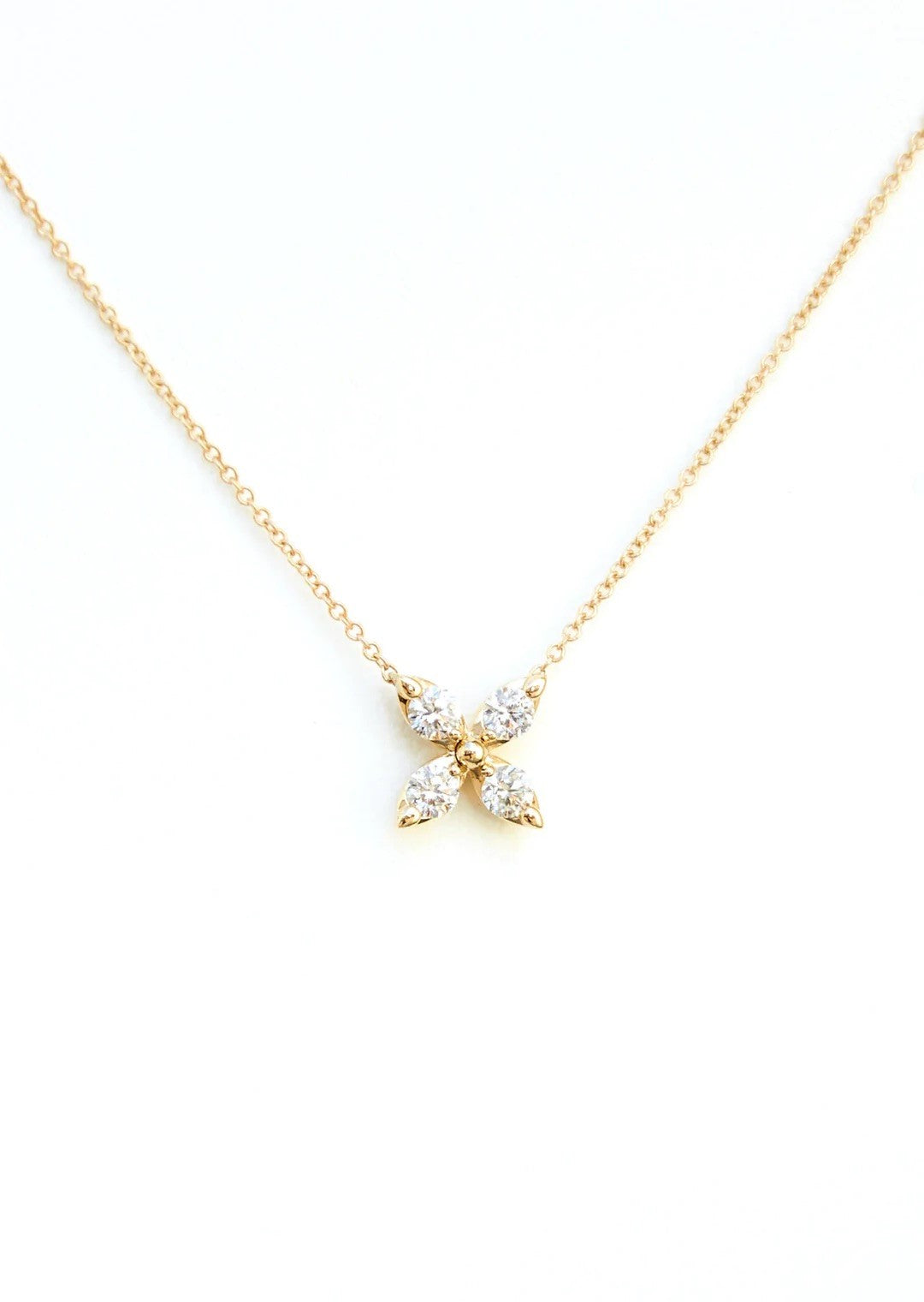 Gemma Couture 14kt Yellow Gold Mariposa Flower 4 Round Diamonds .40cttw