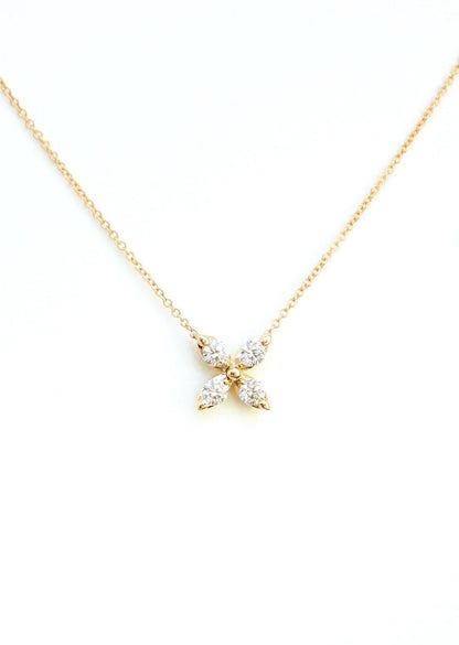 Gemma Couture 14kt Yellow Gold Mariposa Flower 4 Round Diamonds .40cttw