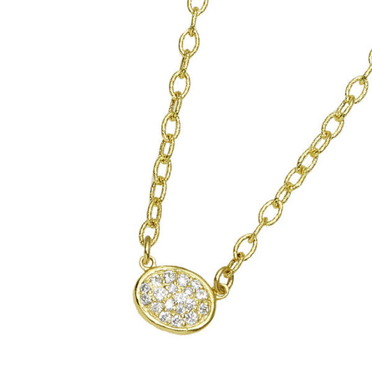 Raymond Mazza 14k Yellow Gold Small Oval Diamond Necklace