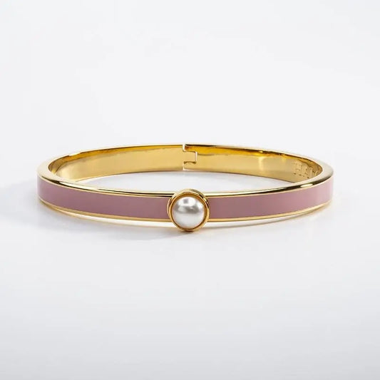 Halcyon Days Skinny Cabochon Pearl Pink Bangle