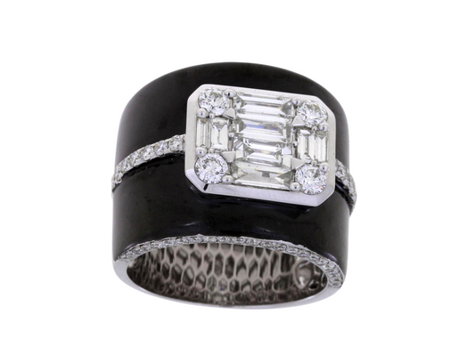 Damaso 18kt WG Wide Black Ring 3.15 cttw