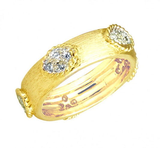 Raymond Mazza 14k Yellow Gold Florentine Diamond Band