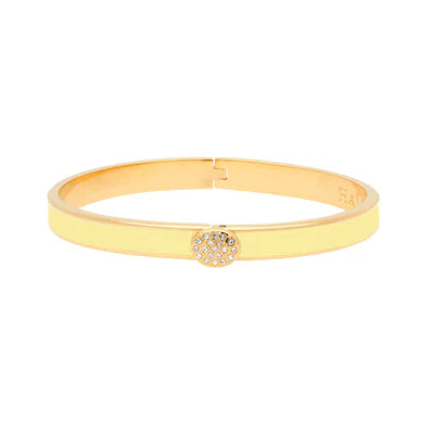 Halcyon Days Skinny Pave Button Buttercup & Gold Bangle